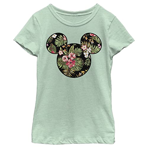 Disney Characters Floral Mickey Girl's Heather Crew Tee
