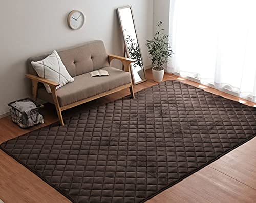 キルトラグ こたつ敷き布団 長方形 フラン キルト ラグ ブラウン 約190×290cm 4畳 ホットカーペット カバー 床暖房対応 滑り止め 無地 北欧 おしゃれ #9808507
