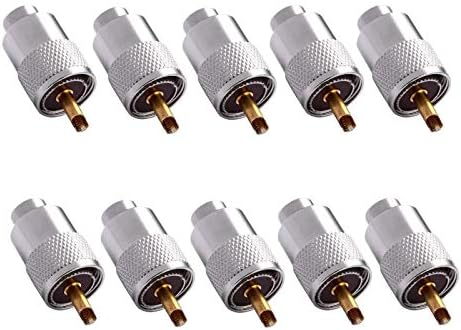 10 Pack UHF/PL-259 Solder Connector Plug with Reducer for RG8x, RG8, RG59, LMR-400, RG-213 Coaxial Coax CableTeflon Material 50ohm Low Loss RFAdapter Compatiable with Ham Radio Antenna