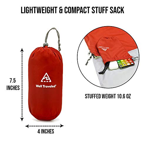 Well Traveled Sleeping Bag Liner – Lightweight Adult Sleeping Sheet for Hiking, Backpacking and Camping – Easily Removable and Washable, Silky Smooth Fabric, Simple to Stuff Sack (Left Side Zipper)