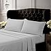 Tribeca Living, Crisp and Smooth Egyptian Cotton Percale Solid Sheets and Pillowcase Set, Extra Deep Pocket, 350 Thread Count, 4-Piece Luxury Bedding, King, Silver