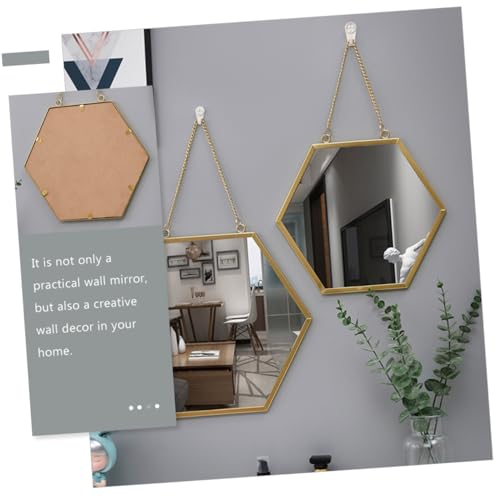 Miroir hexagonal mural noir métal pour salle de bain design géométrique chic