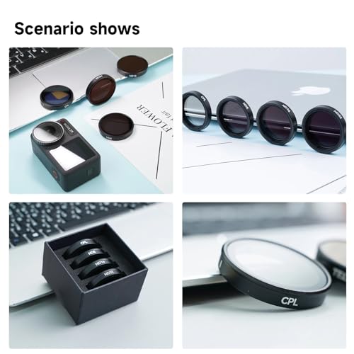 Image of TEKTONIC Lens Filter Set for DJI Action 5 Pro /4 /3 Camera Accessories -4-Pack CPL, ND8, ND16, ND32 Neutral Density HD Filter Lens Protective Protector Cover Best Filetr for DJI Osmo (ND Filter)