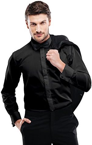 Tux Park Men's Slim Fit Microfiber Tuxedo Shirt, 15.5" Neck 32"-33" Sleeve, Black (15.5" Neck 32"-33" Sleeve, Black)