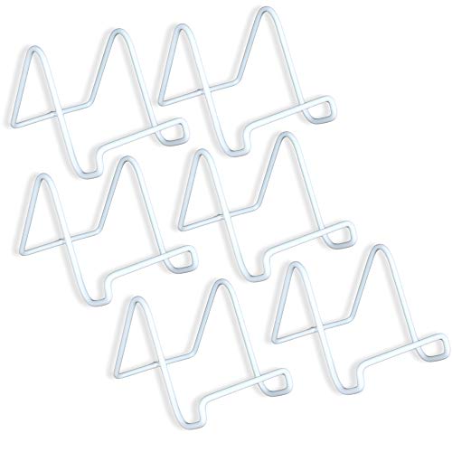 BANBERRY DESIGNS White Wire Easels - Plate Stands - Display Holder - White Metal - 3 Inch - Pack of 6