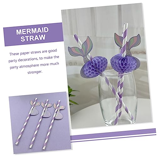 Pitillos de papel diseño sirena violeta 50 unidades miniatura 6