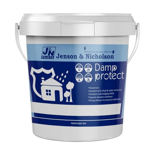 Image of Jenson & Nicholson Damp Protect Waterproof Coating, Elastomeric Paint with Crack Bridging, Low VOC, Strong Masonry Adhesion TERRACOTTA - 10L