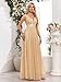 YHHOWEP Women's Formal Dresses Long Evening Gowns Tulle V Neck Sleeveless Sparkly Sequin Cocktail Party Wedding Guest Dress Gold XL