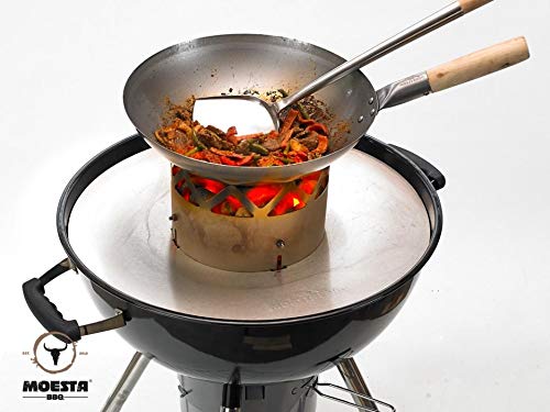 MOESTA-BBQ 10119 WOK'N BBQ - Komplettset für Kugelgrills 57 cm Ø - Grilleinsatz, Höhenversteller, Wok-Pfanne, Wok-Löffel