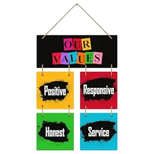 Indianara Set of 5 Quotes on Values MDF Wall Hanging Decorative Wall Art for Living room | Bedroom | Home D?cor | Office | Gift (5635WH)