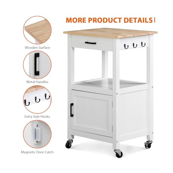   HomGarden-Kitchen-Island-on-Swivel-Wheels-with-Drawer-Rolling-Kitchen-Cart-Storage-Cabinet-with-3-Side-Hooks-for-Dining-Room-White