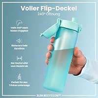 ion8 Trinkflasche, 500 ml, Auslaufsicher, Einhandöffnung, Sichere Verriegelung, Spülmaschinenfest, BPA-frei, Tragegriff, Klappdeckel, Leicht zu Reinigen, Klimaneutral, Sonicblau – Ansicht 4