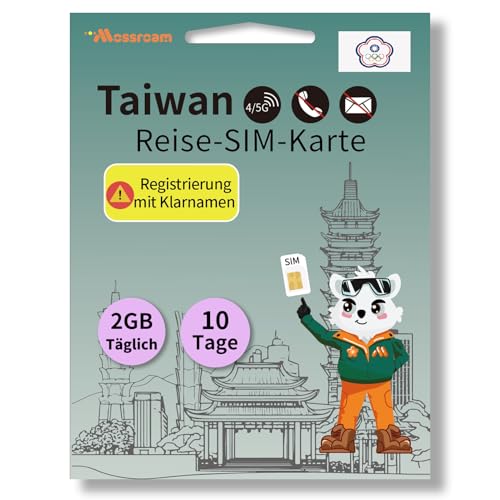 Taiwan 4G/5G LTE Prepaid-SIM-Karte – 2 GB Highspeed-Daten, 10 Tage unbegrenztes Roaming für Reisen (sofortige Aktivierung)