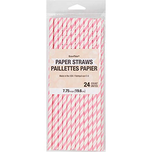 Pitillos de Papel Flexibles Rayas Rosa Caramelo 24 un miniatura 3