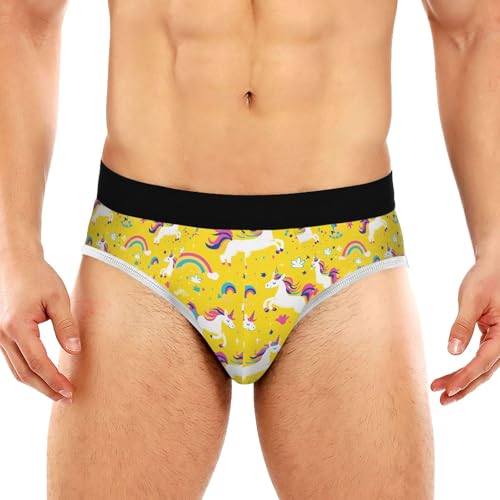 Classic Men's Underwear Briefs Unicorn Yellow Rainbow Breathable and Soft Comfort Triangle Underwear Men - Main Image