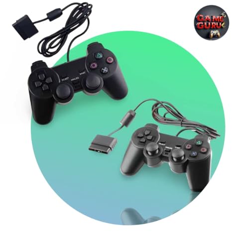 Image of GAME GURU Wired Controller for PS2 - Double Shock Vibration Gamepad Joystick with 1.8M Cable - Ergonomic Design Remote Joypad for Sony PlayStation 2 Console