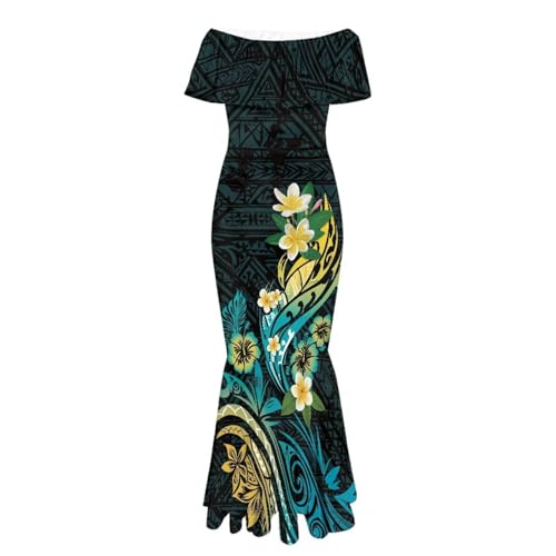 Image of Polynesian for Women S-7XL Off Shoulder Maxi Dress Hawaiian Summer Dresses