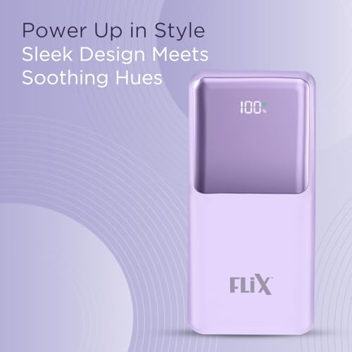 Image of FLiX UltraCharge P115 10000mAh 22.5W QC Power Delivery PPS Power Bank, Tripple Output, Dual Input Type C & B, Percentage LED Indicator, Compatible iPhone, Samsung, Google (XPB-P115)(Purple)