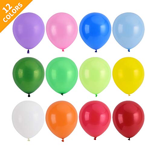 image for Yeunmu 120 Colorful Latex Balloons, in 12 Assorted Colors, 12-inch Thi