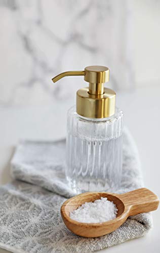 Rail19 Flora Fluted Foaming Soap Dispenser | Vintage-Inspired Modern Glass Refillable Pump Bottle For Bathroom Vanity Countertop And Kitchen, 10Oz (Gold) #TOP4