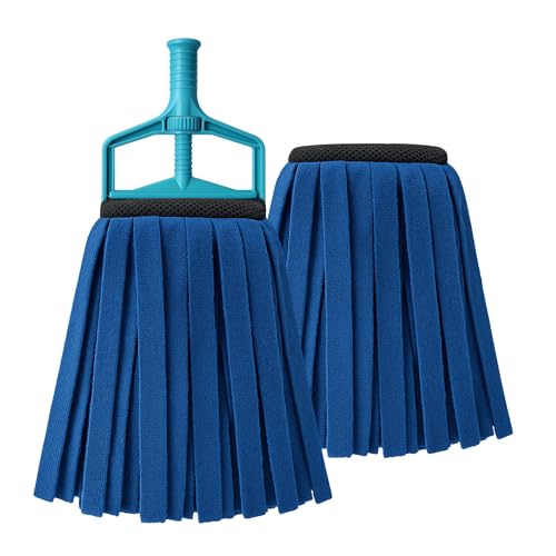 Image of Microfiber Floor Mop Clip with 2 Refill Pads - Mop Head Only (No Stick Included) - Compatible with Wooden, Steel & Plastic Handles - Wet & Dry Cleaning