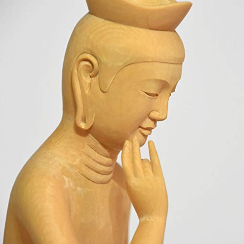 Amazon｜木彫仏像 上彫 広隆寺形【弥勒菩薩半跏思惟像】 桧木 総高30cm