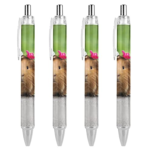 Stylos à bille cochon d'Inde mignons encre bleue écriture fluide lot de 4