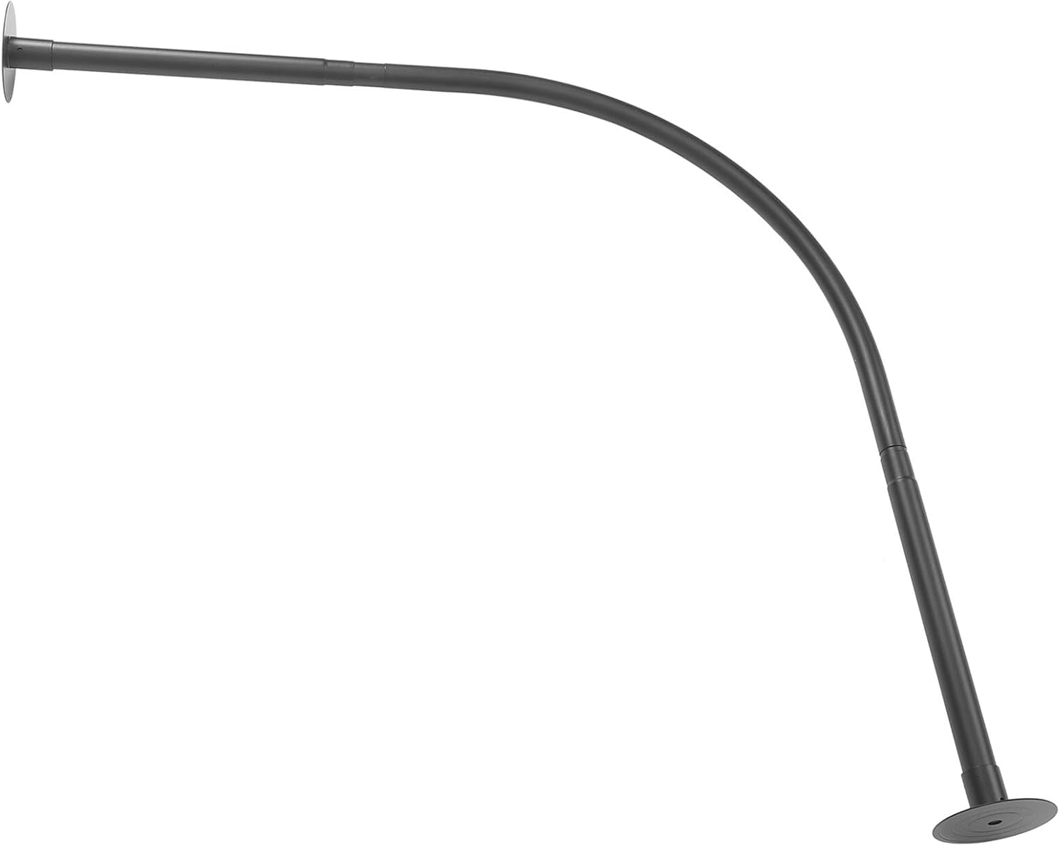 Curved Adjustable Shower Curtain Rod, Black Tension Rod Stainless Steel Telescoping Pole, Rust-resistant Bathroom Extension for Bathtub and Shower Use