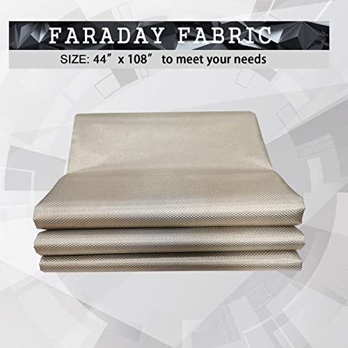 Farday Fabric Faraday Cage Military Grade Conductive Material for Protection for Anti Theft Swipe Card Cellular Signal, WiFi, Bluetooth, GPS 44’’x 108’’(3 Yard)
