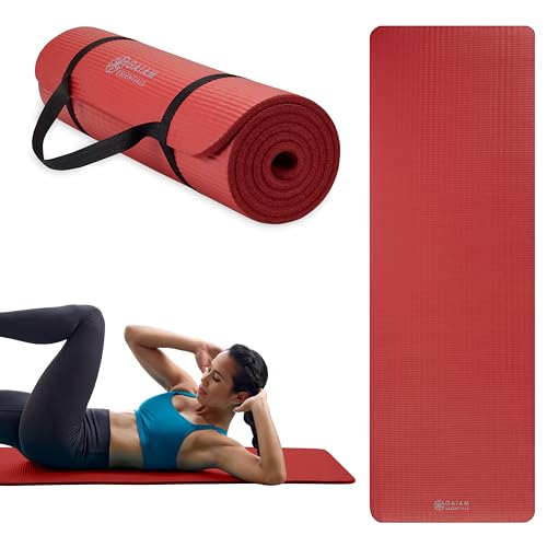 Image of Gaiam Thick Yoga Mat, Exercise & Fitness Mat with Easy-Cinch Carrying Strap
