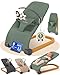 LepiBaby SamiBu Babywippe Faltbar & Verstellbar | Baby Wippe Neugeborenen | Bouncer Newborn mit Spielbogen | Babywiege, Baby Schaukel, Wiege, Kinderwippe, Rocker Kinder, Schaukelwippe | Grün