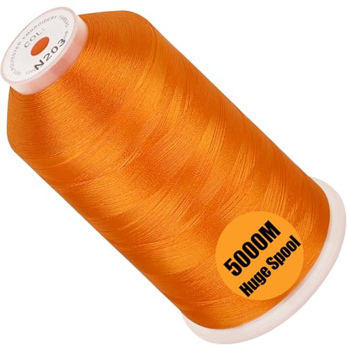 Image of New brothread - Single Huge Spool 5000M Each Polyester Embroidery Machine Thread 40WT for Commercial and Domestic Machines - Orange (Janome Color)
