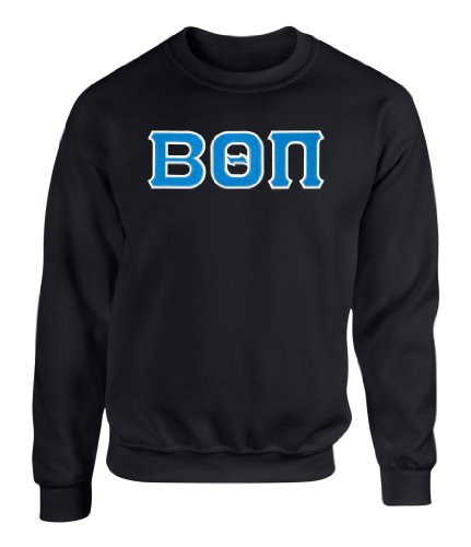 Fashion Greek Beta Theta Pi Twill Letter Crewneck Sweatshirt Black Large