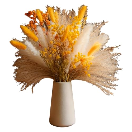 Ramo de flores secas DIY amarillo para decoración miniatura 1