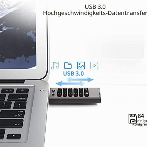 Sicheres USB Laufwerk, 32GB VerschlüSseltes USB Flash Laufwerk Hardware Passwort Erinnerung Stick mit Tastatur U Disk Flash