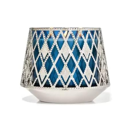 Bath and Body Works 3 Wick Candle Holder Sleeve Glittery Argyle
