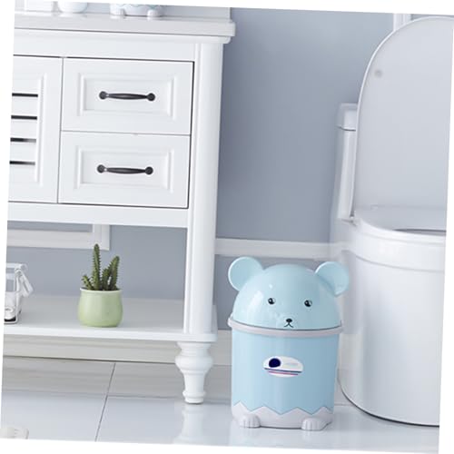 Caneca de basura pequeña con tapa Unomor azul rectangular miniatura 4