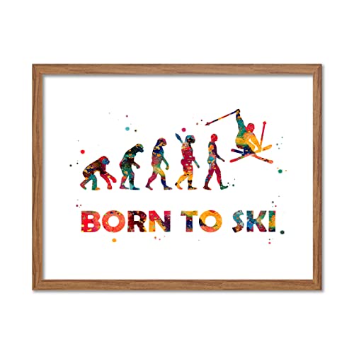 Man Evolution to Skier Watercolor Artwork 8×10 Unframed Print Snowboard Ski Wall Artwork Snowboard Ski Runner Slalom Rider Decor Snowboarding Wall Decor Evolution of the Skier Artwork Dwelling Decor Nice Present for Skier