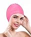 PHELRENA Swimming Cap Waterproof Premium Silicone Solid Long Hair Earmuffs Swim Cap Flexible Reversible for Adults Kids Women Men, Keeps Hair Clean Ear Dry, Free with Nose Clip and Ear Plugs