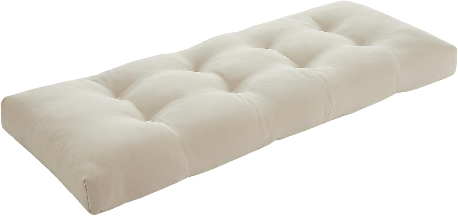 42 Inch Bench Cushions for Indoor Furniture, Super Soft Rectangle Bench seat Cushion Pad with Non-Slip Bottom, Waterproof Bench Pad for Window Porch(Beige, 42x16x4.5 Inch) Beige 42"L x 16"W x 4.5"Th
