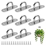 Menibeuty 8 piezas Pontet Inox, placa de ojal M5 para suspensión pesada placa de ojal de acero inoxidable, gancho de techo carga en U para toldo, cuerdas y redes decorativas (blanco)