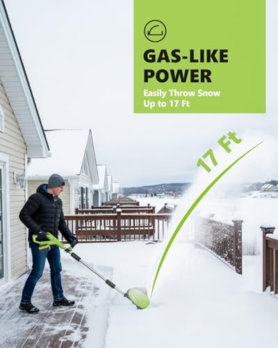 20V 12.2-Inch Cordless Snow Shovel, Battery Powered Snow Blower with Directional Plate, 20-Volt/4.0 Ah Lithium-ion Battery Pack, and Quick Charger Included