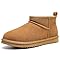 bebealy Genuine Suede Mini Boots for Women Winter Fuzzy Snow Boots Short Ankle Boot with Fur Lined, Chesnut Suede EU 38