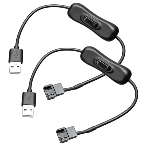 MISYNLON Cable adaptador de alimentación USB a 3 pines y 4 pines para PC con interruptor de encendido/apagado, para enfriadores de CPU de ordenador, ventiladores de refrigeración y refrigeración de