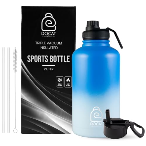 Image of DOCAT Water Bottle 1 Litre, Stainless Steel Sipper Water Bottle, Leak Proof Lid, Rust Proof, 24 Hours Hot and Cold Thermosteel Vacuum Insulated Water Bottle for Travel, Home, Gym, Office