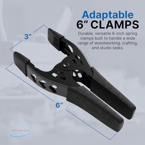 Image of BLACK Lot of 8-6 inch inch Clamp Large Heavy Duty Spring Metal - 3 inch Jaw opening