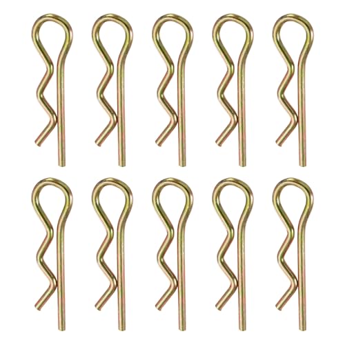 sourcing map Lot de 10 clips de goupille d'attelage, 3,5 mm x 70 mm, clips R colorés en zinc à ressort en acier à ressort pour remorque, tracteur, tondeuse, chariot, camion