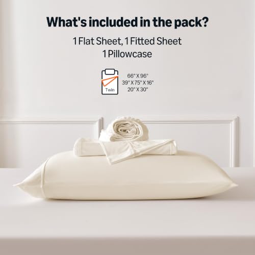 Image of Amazon Basics Jersey Knit 3-Piece Sheet Set, Wrinkle Resistant and Easy Fit, Includes 16 inch Deep Pocket Fitted Sheet, 1 Flat Sheet and 1 Pillowcase, Twin, Ivory White