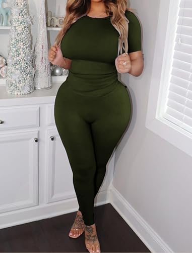 chicyes Workout 2 Piece Sets For Women Summer Casual Two Piece Outfits Short Sleeve Tops Long Pants Lounge Matching Set4