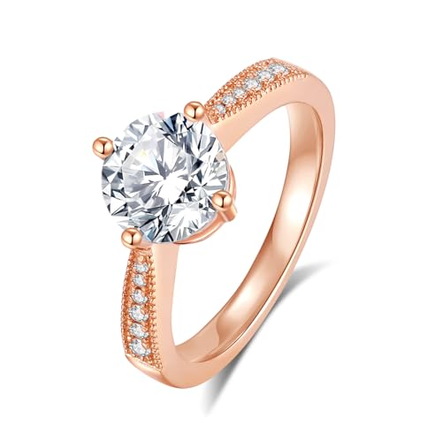 Moissanite Engagement Rings for Women D Color VVS1 Clarity Brilliant Round Cut S925 Sterling Silver Promise Rings for Her Women Gifts